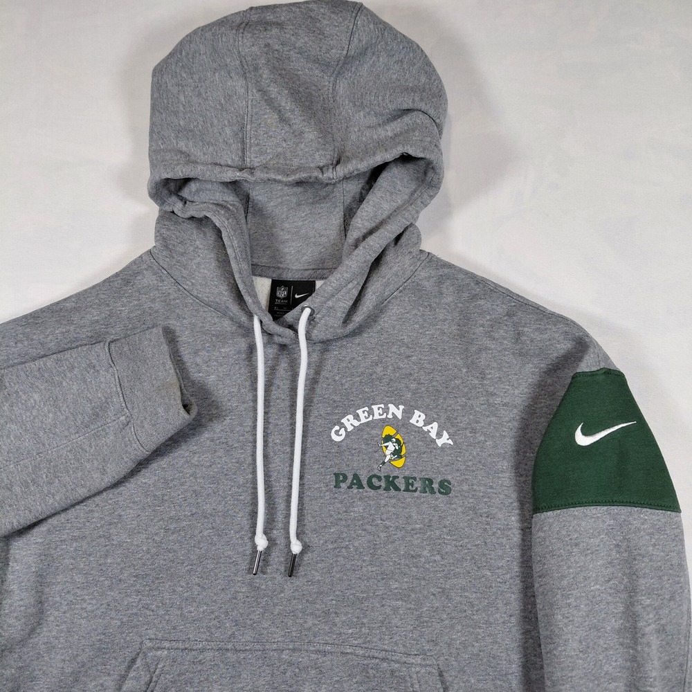 Nike Green Bay Packers Womens XS Gray Fleece‎ Crop Hoodie NFL Team Apparel